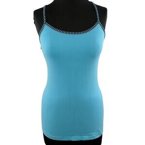 Lululemon Power Y Tank Luon Blue Moon/Hyper Stripe Built-in Bra W1C68S Size 6